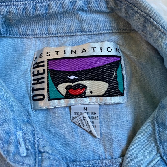 Vintage denim button down tank top - Picture 2 of 5